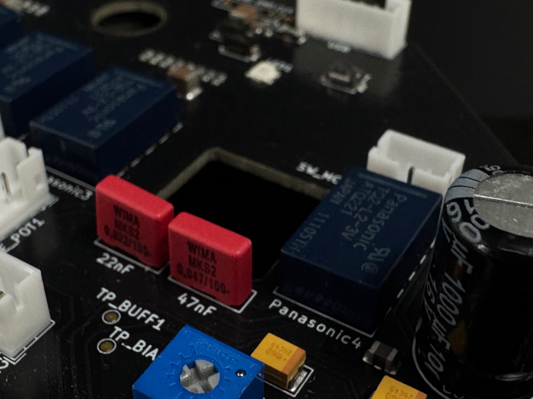 The relay array on the mainboard